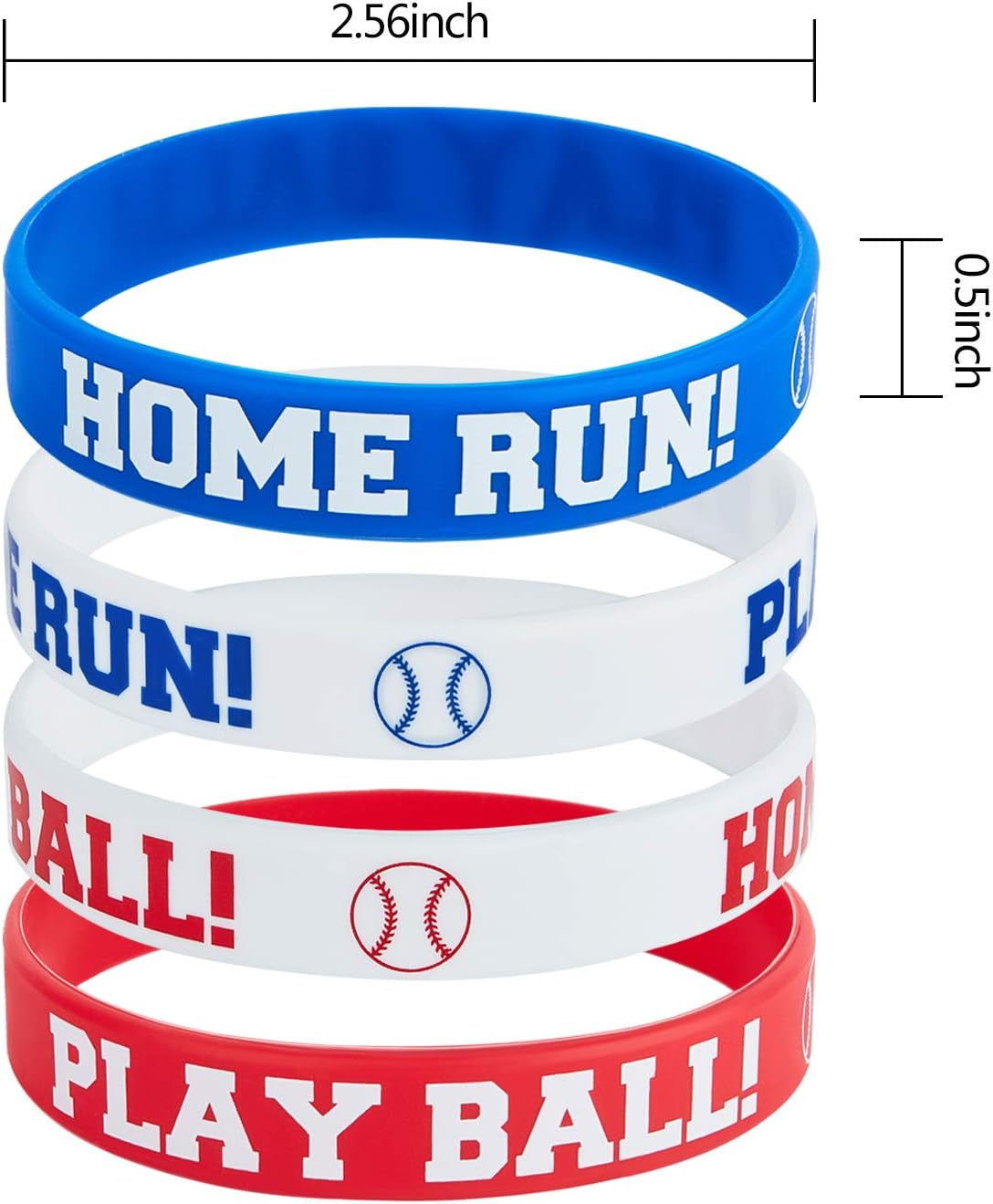 Baseball Silicone Rubber Bracelets Rubber Wristbands Baseball Bracelet Wristbands for Gifts Party Favors (24 Pieces)