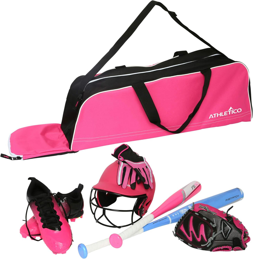 Baseball Tote Bag - Tote Bag for Baseball, T-Ball & Softball Equipment & Gear for Kids, Youth, and Adults | Holds Bat, Helmet, Glove, & Shoes | Fence Hook
